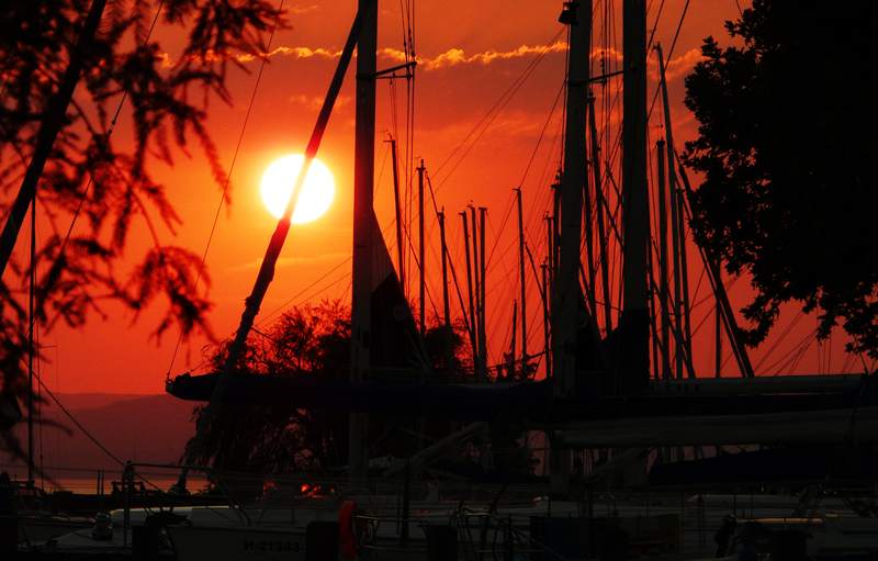 vitorlás, balaton, naplemente